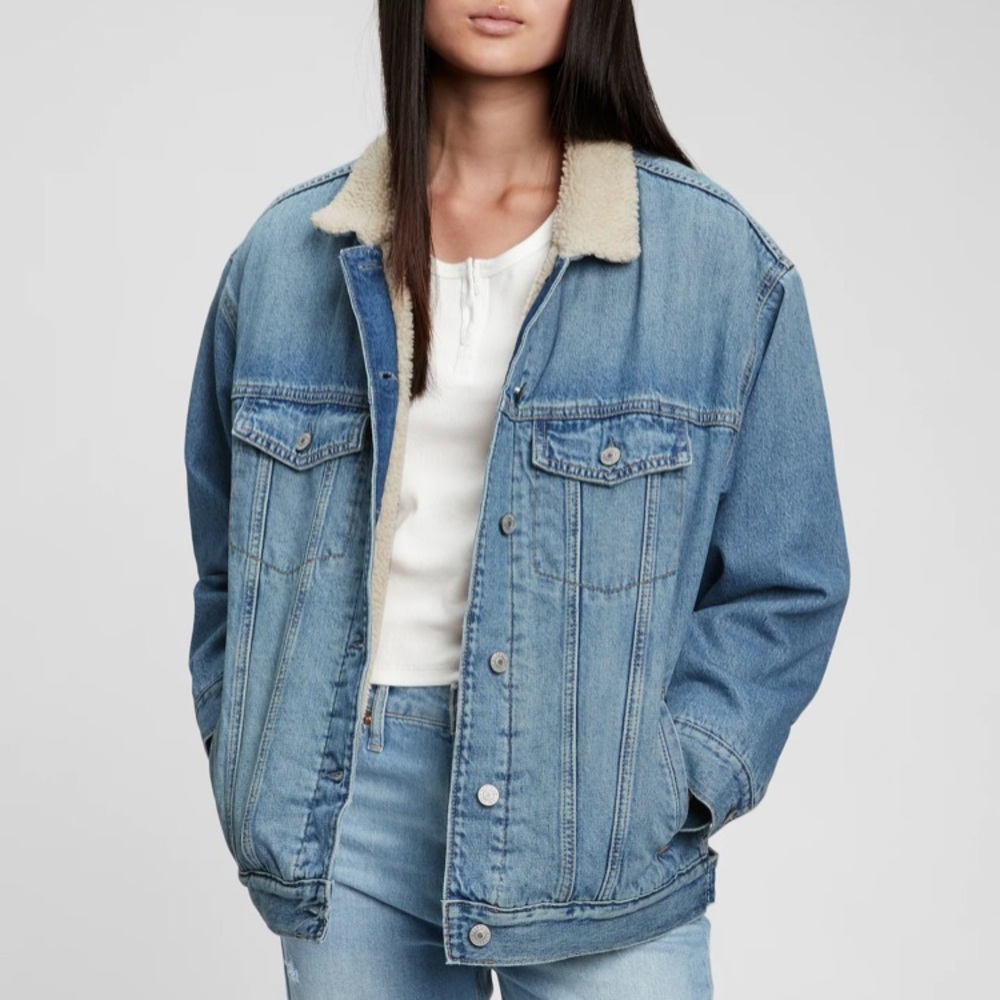 Teen Oversized Denim Sherpa Jacket